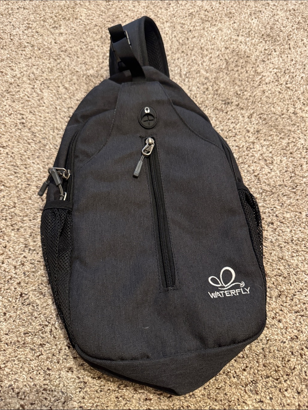 WATERFLY Black Sling Bag for Men - Compact Crossbody Pack